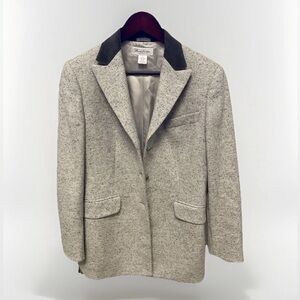 Brooks Brothers Wool & Silk Herringbone English Riding Jacket Velvet Lapel sz 8